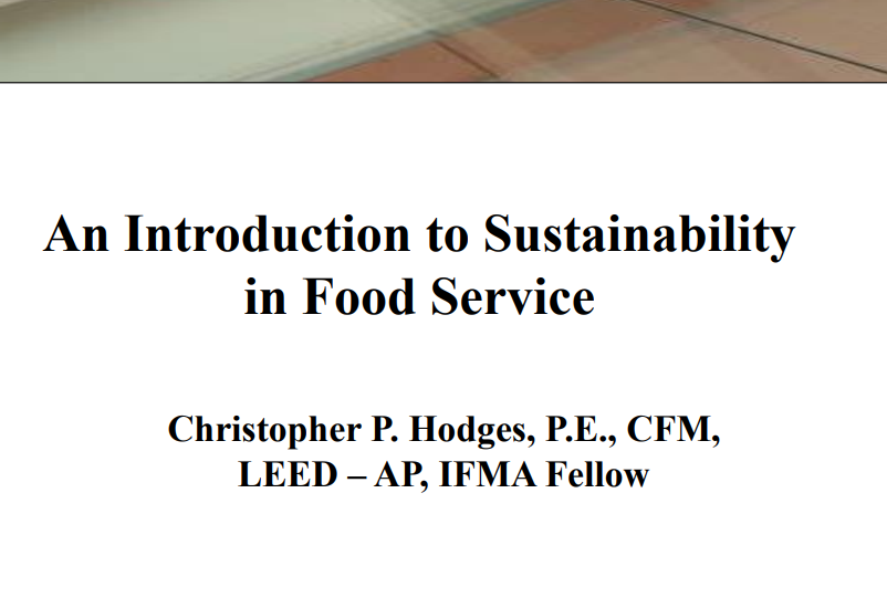 An Introduction to Sustainability in Food Service